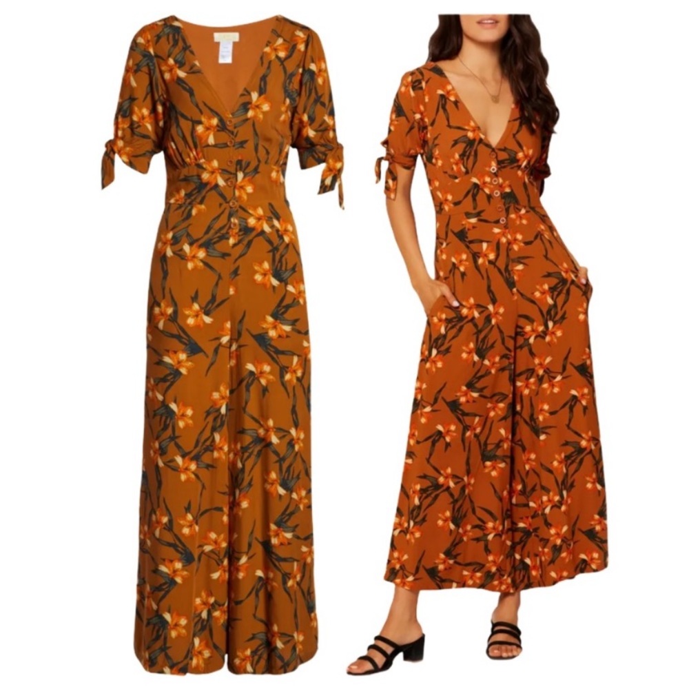 L’Space Dolce Wide Leg Floral Tropical Jumpsuit M